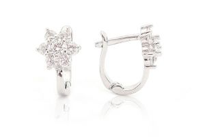 6 szirmú fehérköves ezüst baba fülbevaló - 