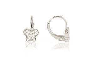 Sok apró fehér köves pillangós ezüst baba fülbevaló - 