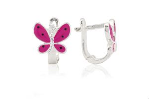 Ezüst baba és gyermek fülbevaló franciakapcsos pillangó pink - Arany baba fülbevalók