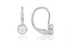 Ezüst gyermek fülbevaló patentzáras button ródiumbevonatos - 