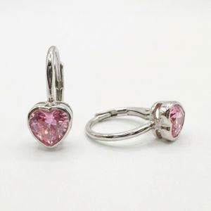 Ezüst gyermek fülbevaló patentzáras button szívecske ródiumbevonatos - Ezüst gyerek fülbevaló