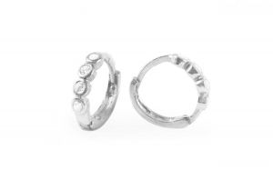 Négy fehér kövecskés, kerek baba és gyermek ezüst fülbevaló - 