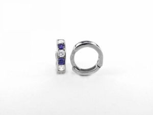 Sötétlila és fehér köves baba és gyermek ezüst fülbevaló - Ezüst baba fülbevalók